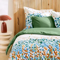 Linnea Taie de traversin 200x43 cm en coton ÉVASION Vert fougère Clearance
