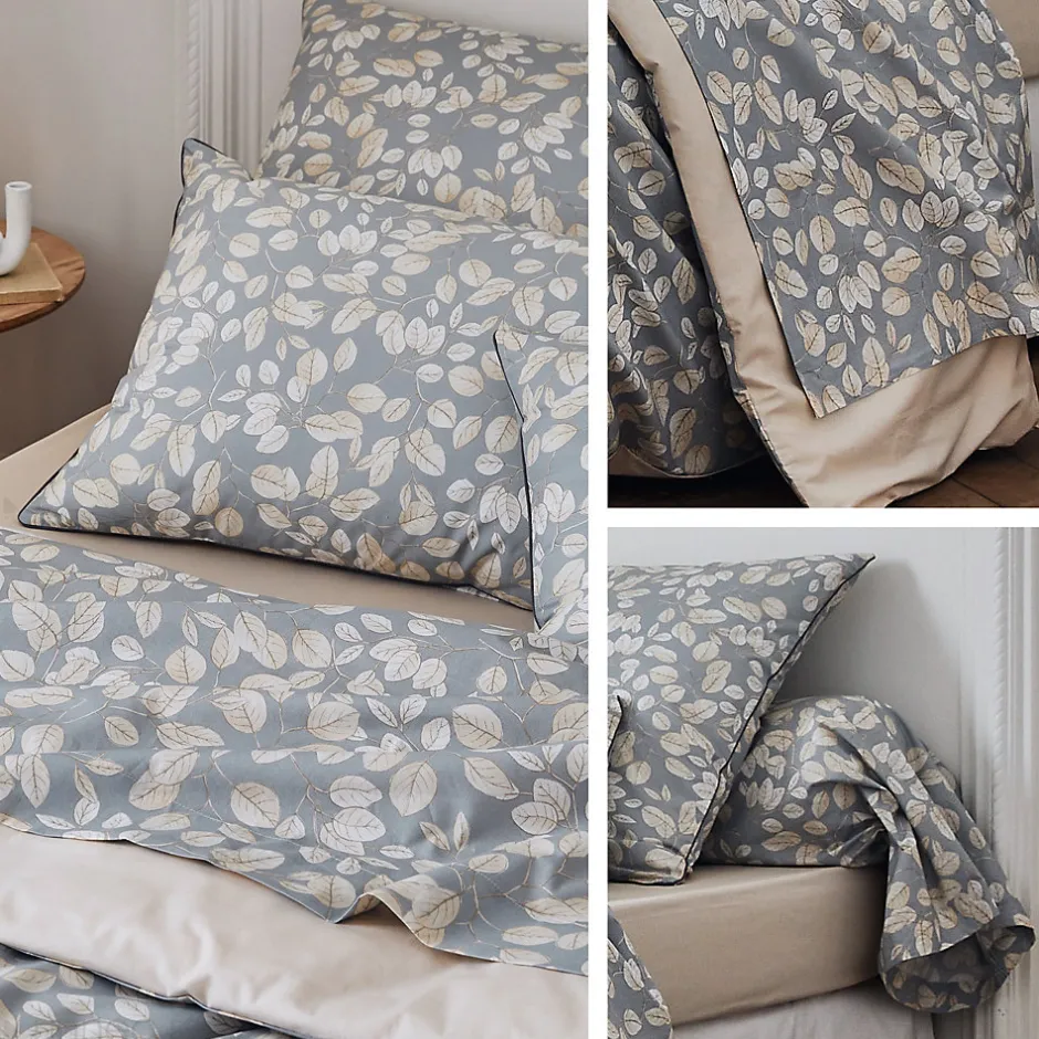 Linnea Taie de traversin 140x43 cm en percale coton LISON gris