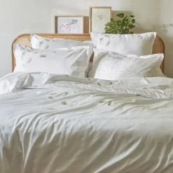 Linnea Taie de traversin 185x43 cm en satin de coton NINA blanc