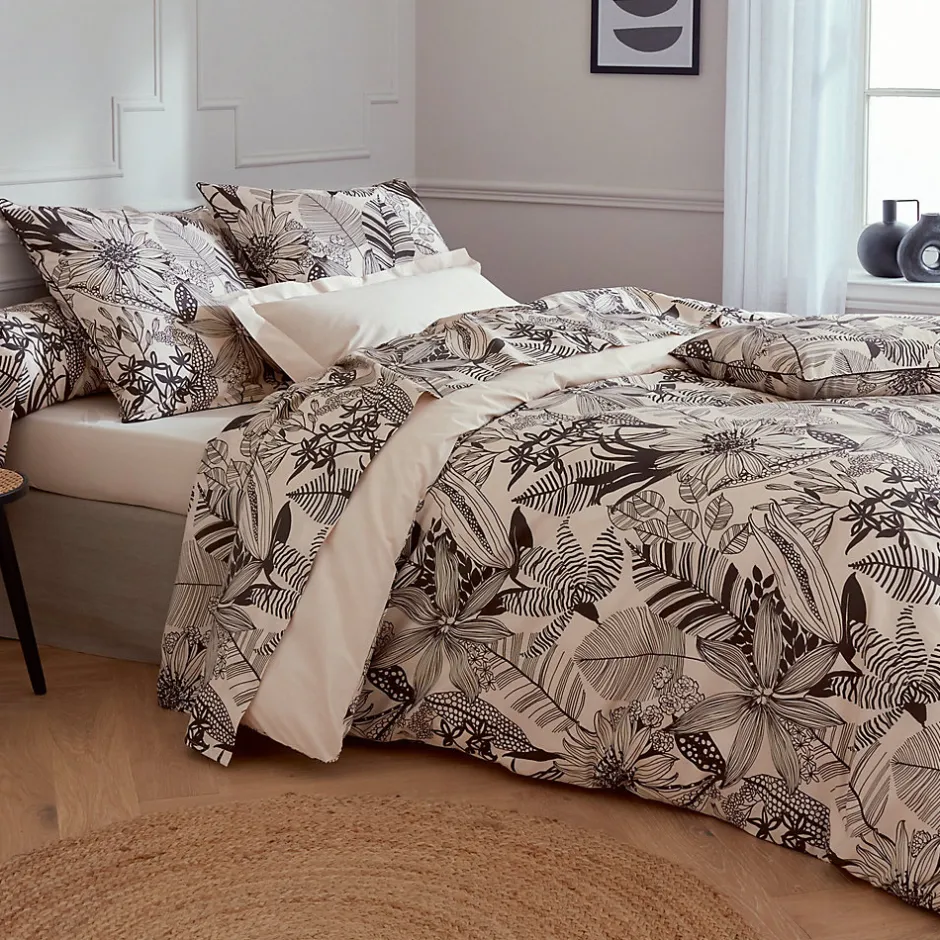 Linnea Taie de traversin 240x43 cm percale de coton ALBA beige/noir Online