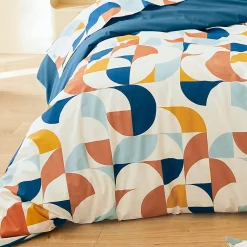 Linnea Taie de traversin 200x43 cm percale de coton MODULO bleu cobalt