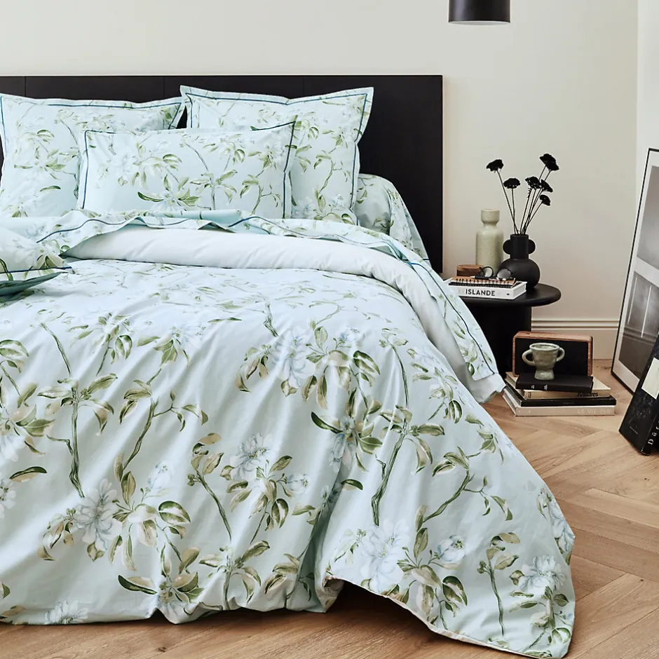 Linnea Taie de traversin 200x43 cm percale coton ELÉNA vert Nil