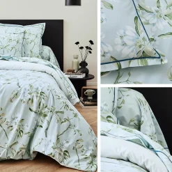 Linnea Taie de traversin 140x43 cm percale coton ELÉNA vert Nil