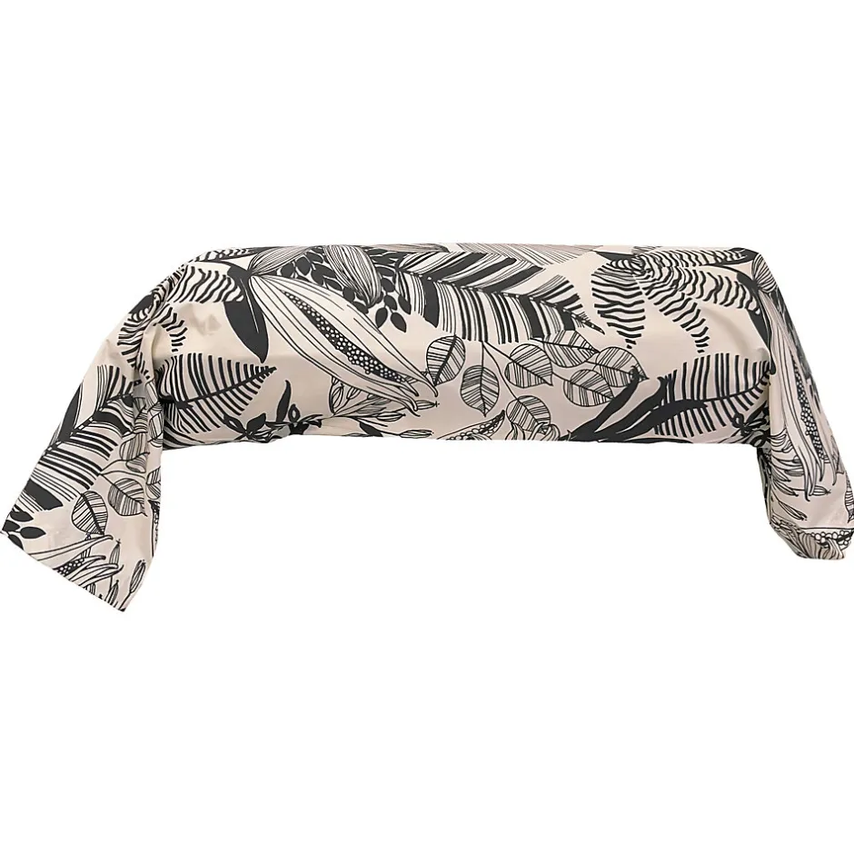 Linnea Taie de traversin 140x43 cm percale de coton ALBA beige/noir
