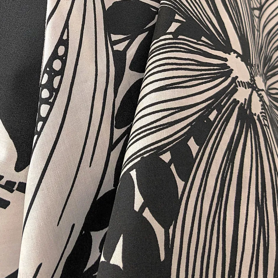 Linnea Taie de traversin 140x43 cm percale de coton ALBA beige/noir