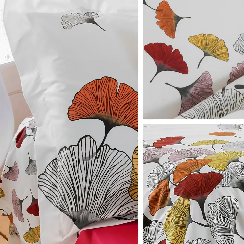 Linnea Taie de traversin 140x43 cm Percale pur coton GINKGO Rose Clearance