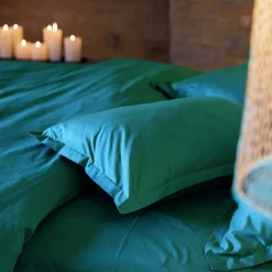 Linnea Taie de traversin 43x190 cm percale de coton MANOIR vert Canard