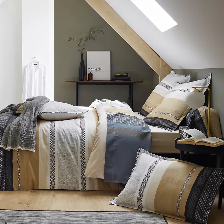 Linnea Taie de traversin 200x43 cm percale coton MARLOW acier Hot
