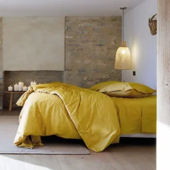 Linnea Taie de traversin 43x190 cm percale de coton MANOIR jaune Moutarde Hot