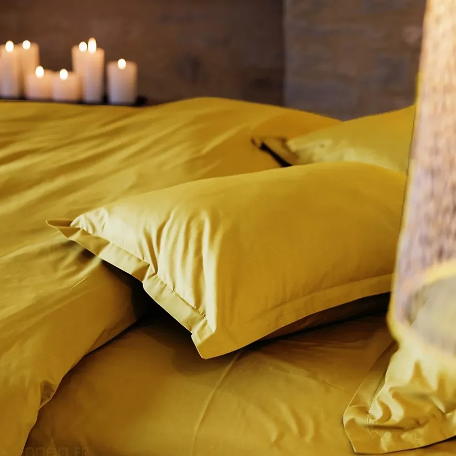 Linnea Taie de traversin 43x190 cm percale de coton MANOIR jaune Moutarde Hot