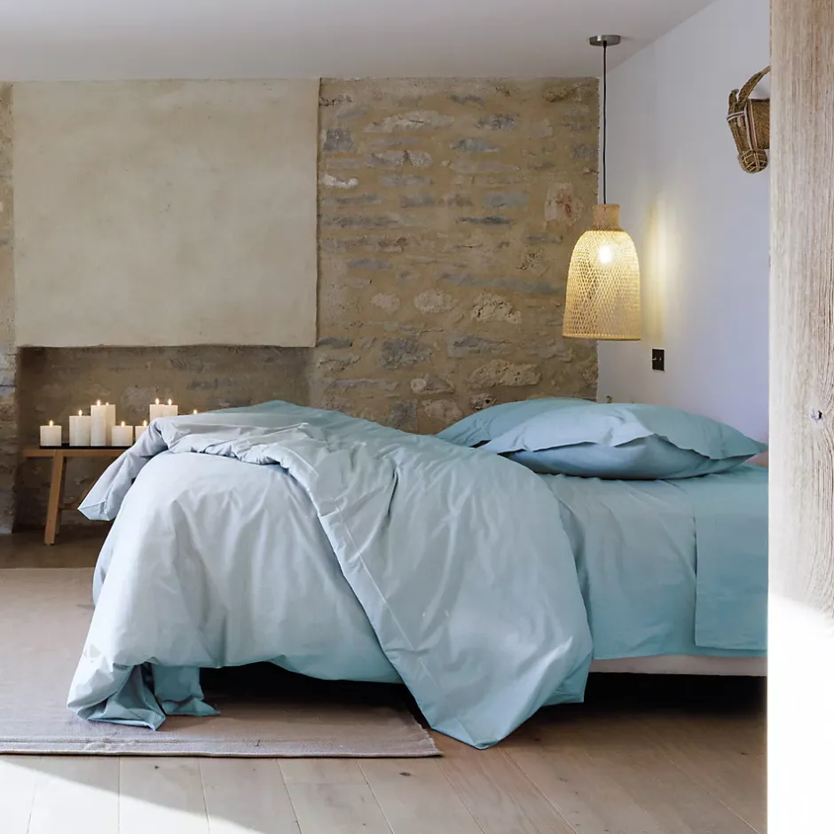 Linnea Taie de traversin 43x190 cm percale de coton MANOIR bleu Glacier Online