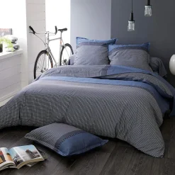 Linnea Taie de traversin 200x43 cm satin de coton ENZO bleu