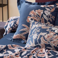 Linnea Taie de traversin 240x43 cm satin de coton BOTANIC bleu Nuit New