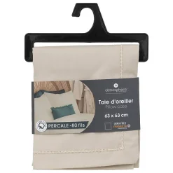 Atmosphera Créateur D'Intérieur Taie d'oreiller - coton - beige lin - 63x63 cm - Atmosphera