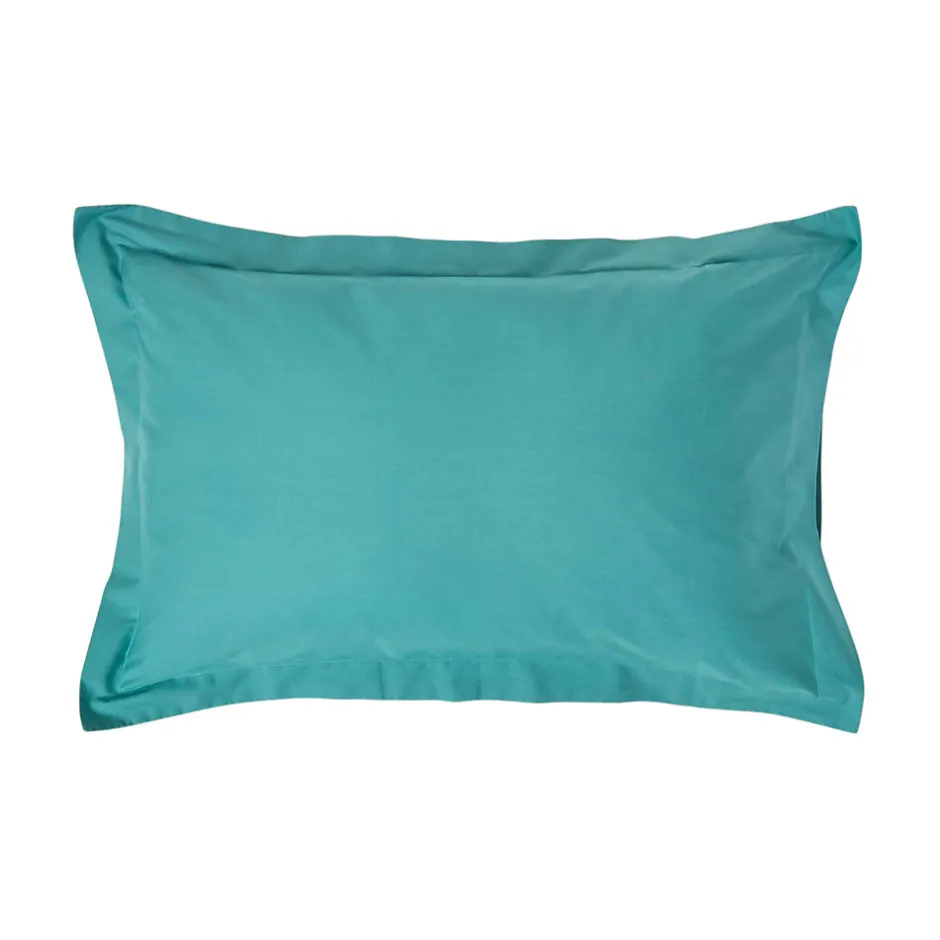 Homescapes Taie d'oreiller à volants bleu canard 100% coton égyptien 200 fils, 50x75 cm -