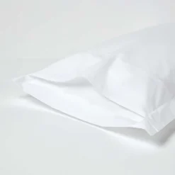Homescapes Taie d'oreiller à volants blanc 100% coton égyptien 200 fils, 50x75 cm -