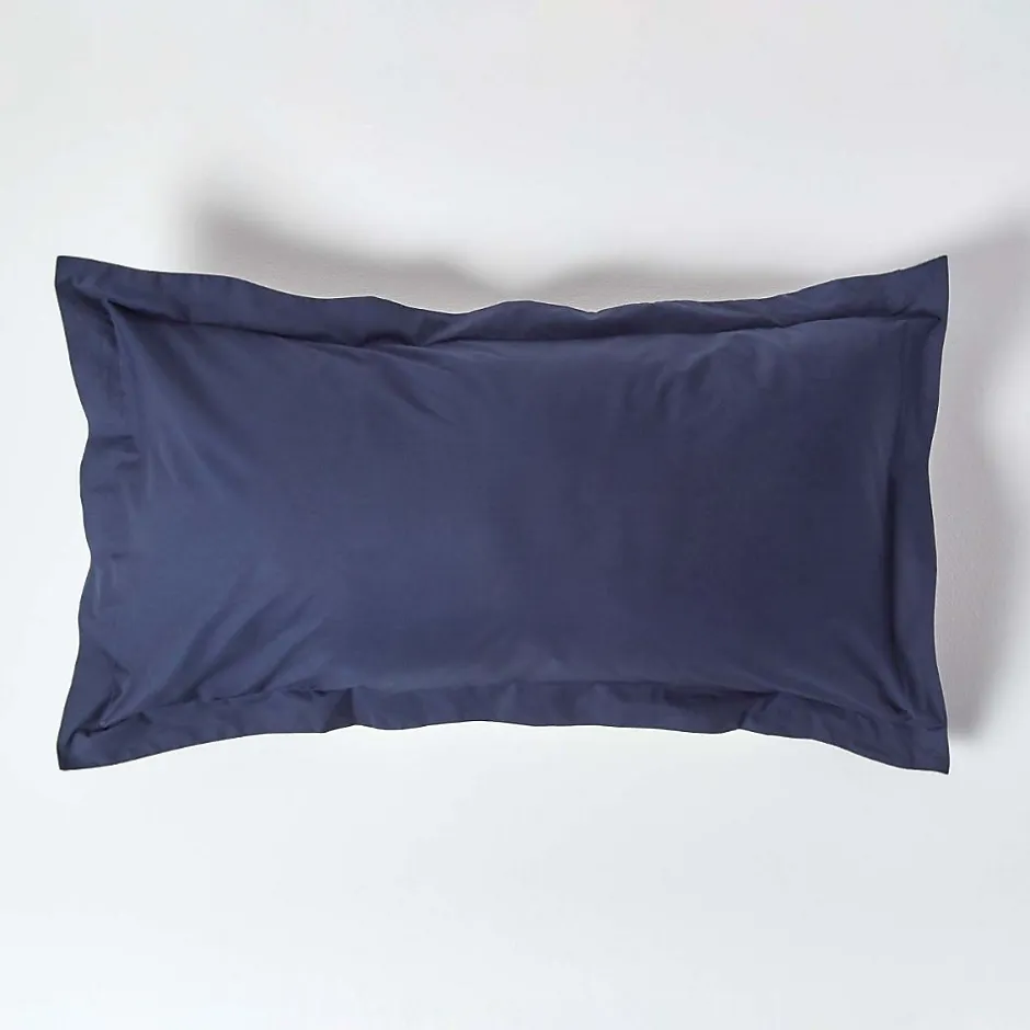 Homescapes Taie d'oreiller à volants bleu marine 100% coton égyptien 200 fils, 50x90 cm -