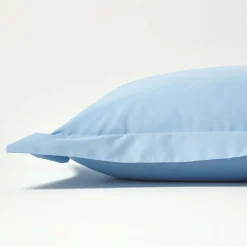 Homescapes Taie d'oreiller à  volants bleu 100% coton égyptien 200 fils, 50x75 cm -