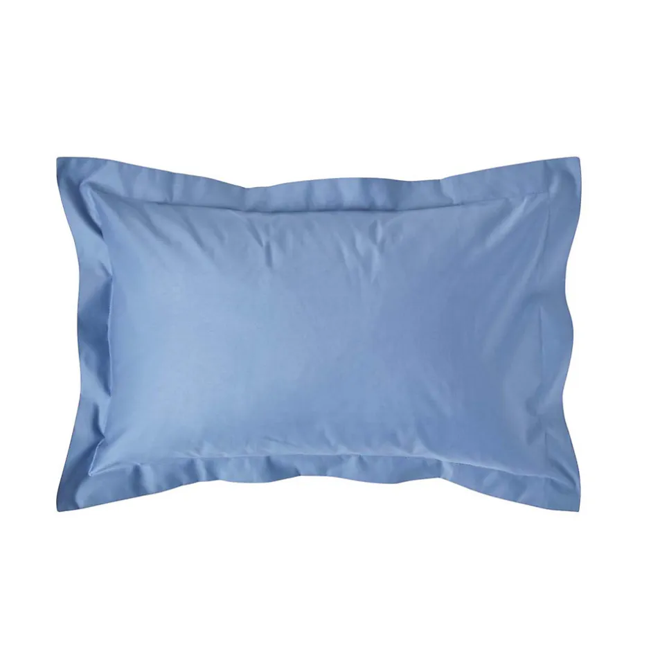 Homescapes Taie d'oreiller à volants bleu en satin de coton égyptien 1000 fils, 50x75 cm -