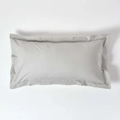 Homescapes Taie d'oreiller à  volants gris acier 100% coton égyptien 200 fils, 50x90 cm -