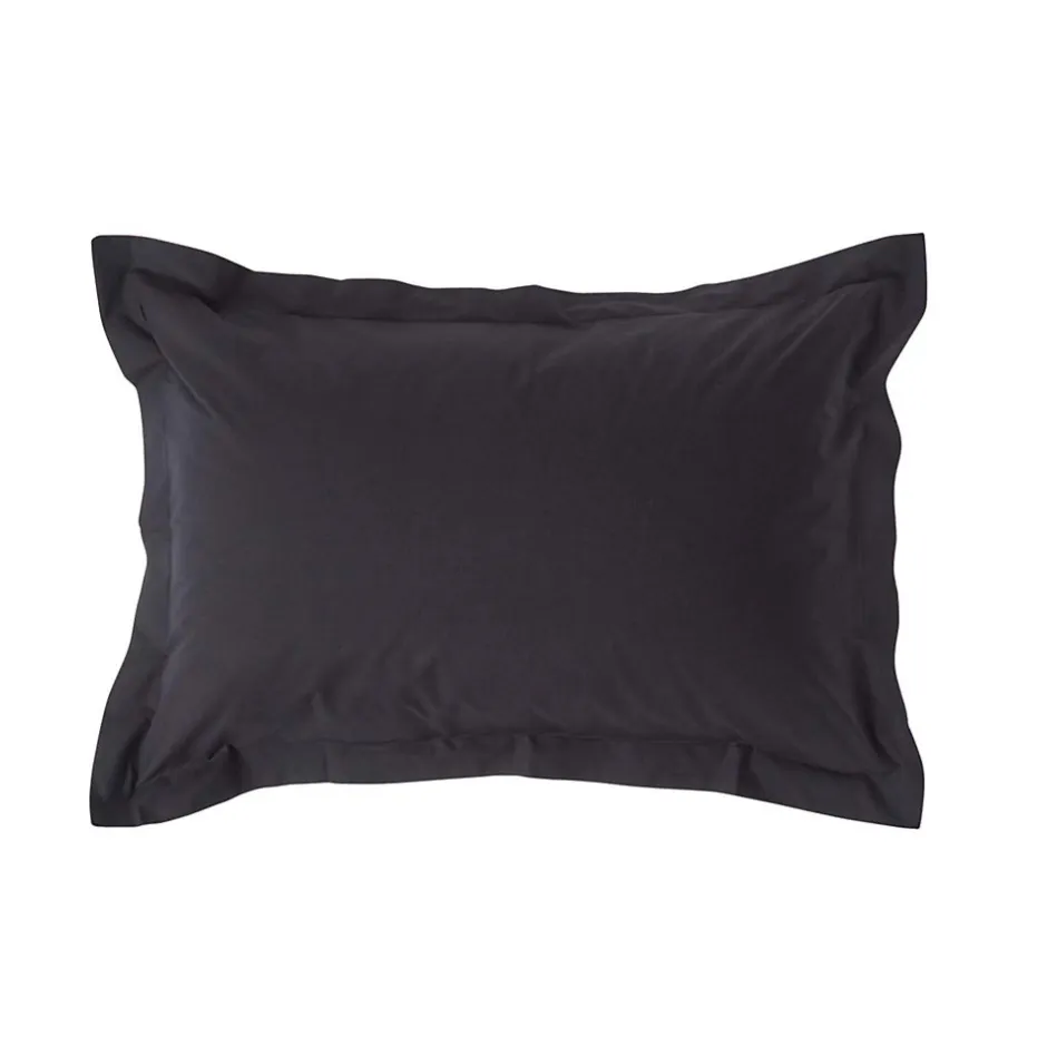 Homescapes Taie d'oreiller à volants noir 100% coton égyptien 200 fils, 50x75 cm -