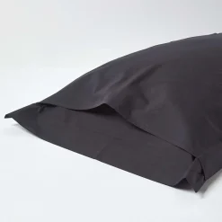 Homescapes Taie d'oreiller à volants noir 100% coton égyptien 200 fils, 50x75 cm -