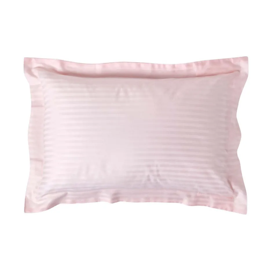 Homescapes Taie d'oreiller à volants rose satin rayé en coton égyptien 330 fils, 50x75 cm -