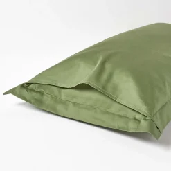 Homescapes Taie d'oreiller à volants vert mousse en coton égyptien bio 400 fils, 50x75 cm -