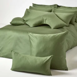 Homescapes Taie d'oreiller à volants vert mousse en coton égyptien bio 400 fils, 50x75 cm -