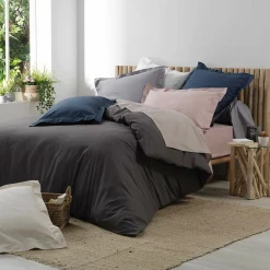 Douceur D'Intérieur Taie d'oreiller 63 x 63 cm en percale uni 78 fils Bleu New