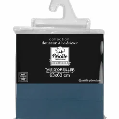 Douceur D'Intérieur Taie d'oreiller 63 x 63 cm en percale uni 78 fils Bleu New