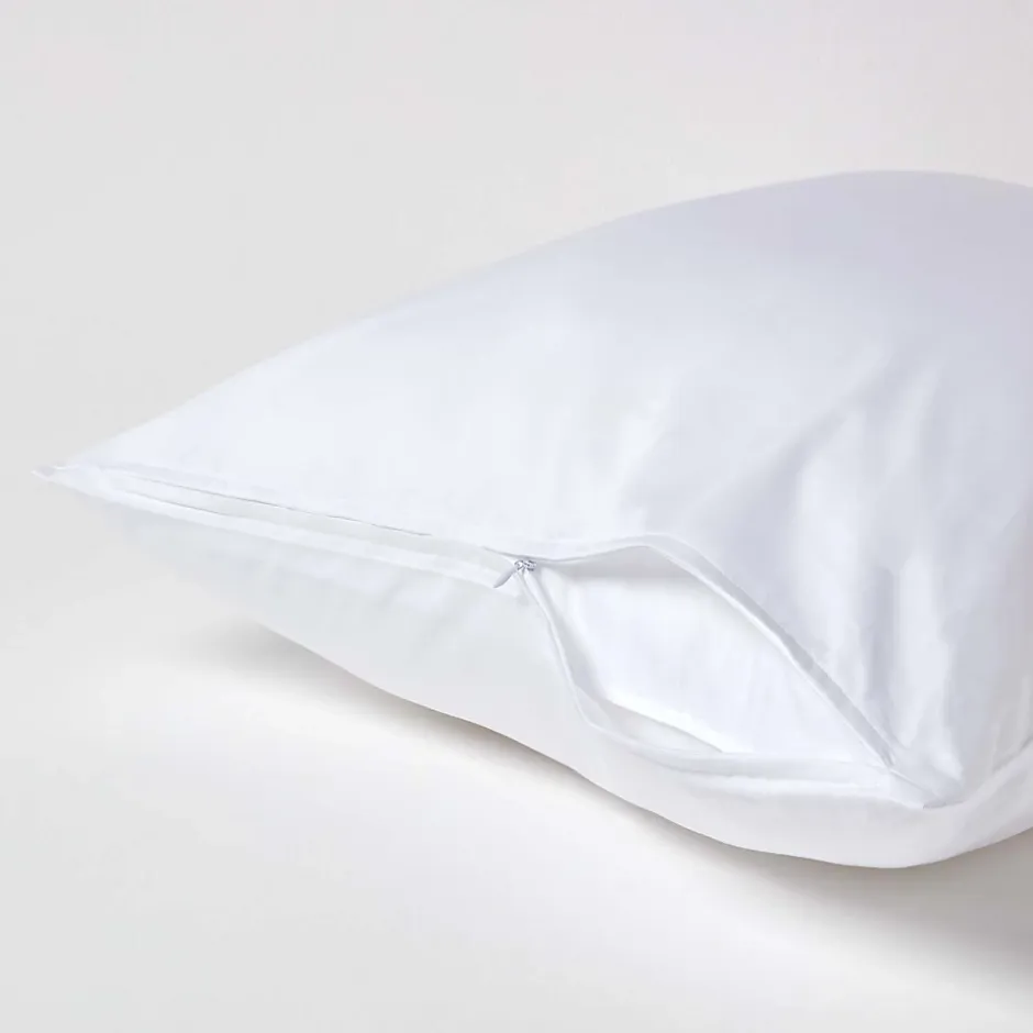 Homescapes Taie d'oreiller blanc en coton égyptien bio 400 fils, 60x60 cm - Best