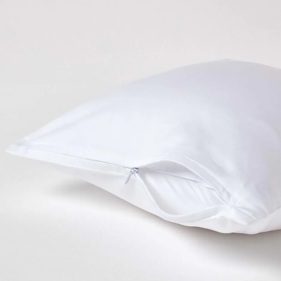 Homescapes Taie d'oreiller blanc en coton égyptien bio 400 fils, 40x40 cm -