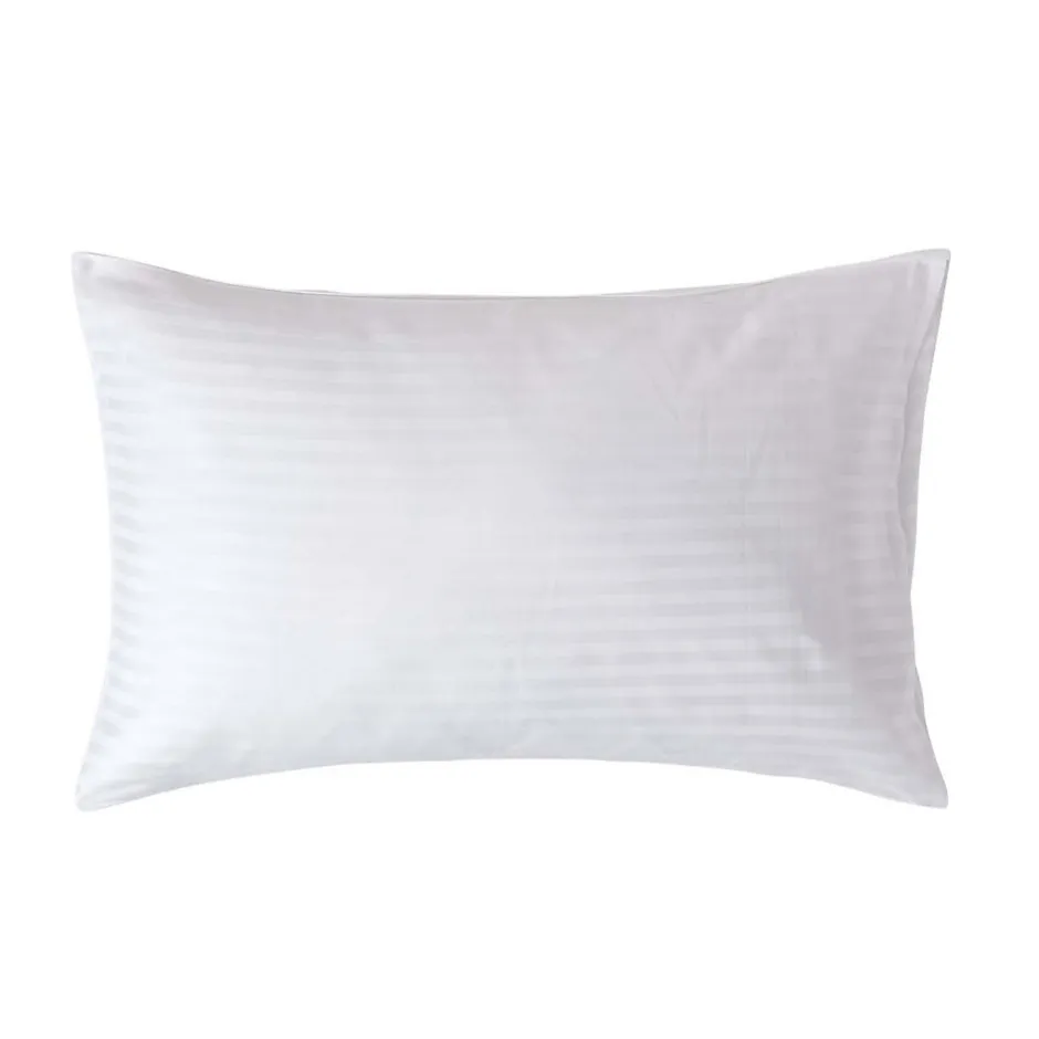 Homescapes Taie d'oreiller blanc satin rayé en coton égyptien 330 fils, 50x75 cm -