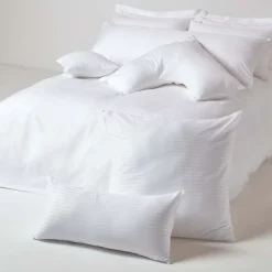 Homescapes Taie d'oreiller blanc satin rayé en coton égyptien 330 fils, 40x40 cm - Discount