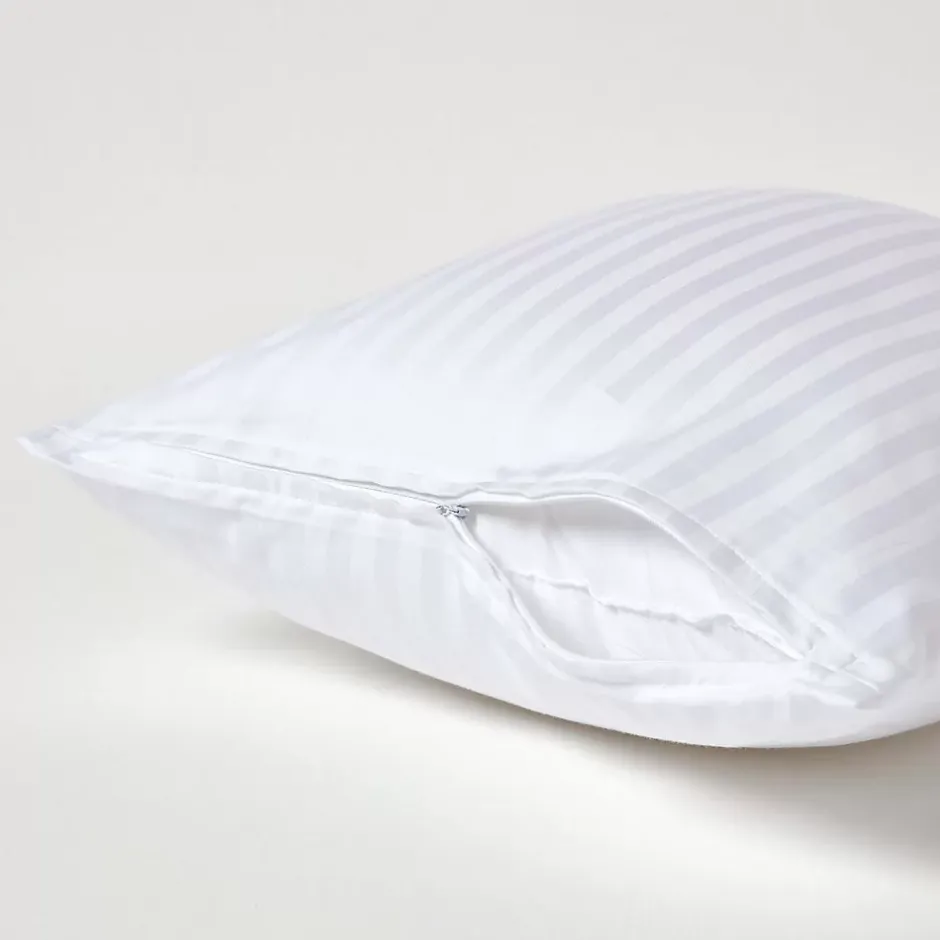 Homescapes Taie d'oreiller blanc satin rayé en coton égyptien 330 fils, 40x40 cm - Discount