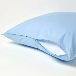 Homescapes Taie d'oreiller bleu 100% coton égyptien 200 fils, 80x80 cm -