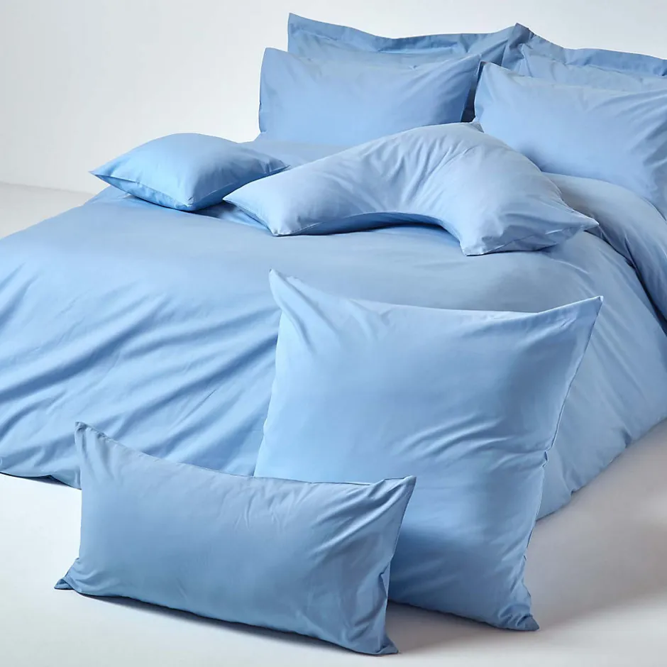 Homescapes Taie d'oreiller bleu 100% coton égyptien 200 fils, 80x80 cm -