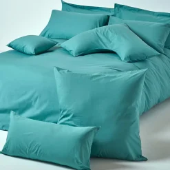 Homescapes Taie d'oreiller bleu canard 100% coton égyptien 200 fils, 40x40 cm -