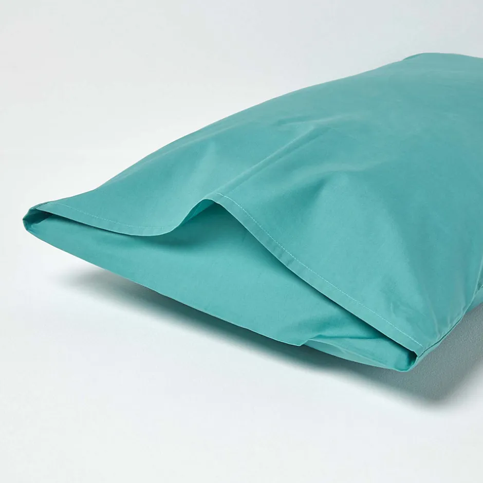 Homescapes Taie d'oreiller bleu canard 100% coton égyptien 200 fils, 50x75 cm -