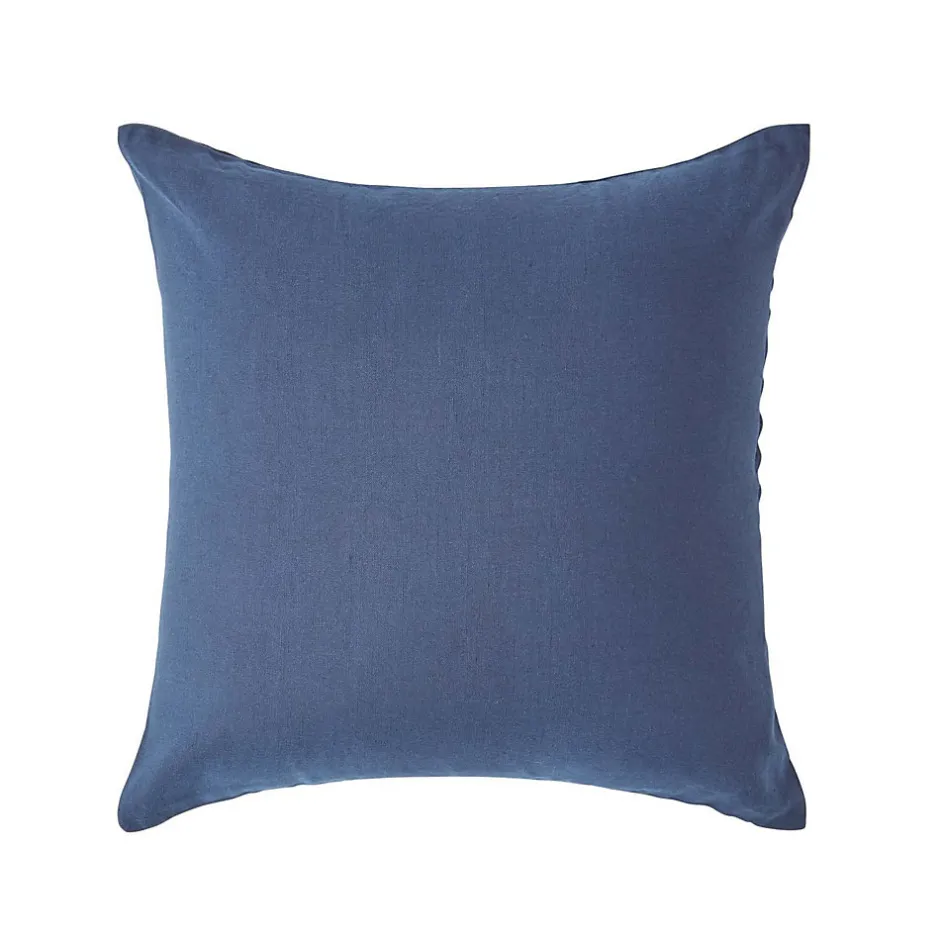Homescapes Taie d'oreiller bleu marine en lin lavé, 40x40 cm -