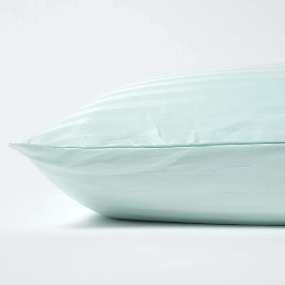 Homescapes Taie d'oreiller bleu satin rayé en coton égyptien 330 fils, 50x75 cm - Hot