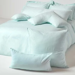 Homescapes Taie d'oreiller bleu satin rayé en coton égyptien 330 fils, 50x75 cm - Hot