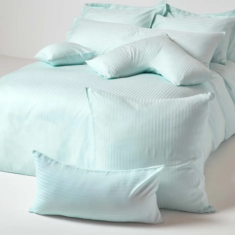 Homescapes Taie d'oreiller bleu satin rayé en coton égyptien 330 fils, 50x75 cm - Hot