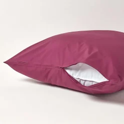 Homescapes Taie d'oreiller bordeaux 100% coton égyptien 200 fils, 60x60 cm - Best