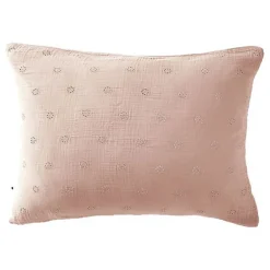 L'Effet Papillon Taie d'oreiller Brodée Déco "Gaïa Boho" 60 x 60 cm & 50 x 70 cm "Gaze de Coton" - Gaïa Boho Guimauve - 50 x 70 cm