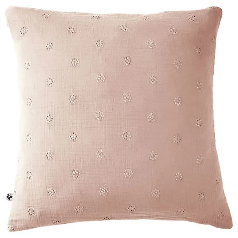 L'Effet Papillon Taie d'oreiller Brodée Déco "Gaïa Boho" 60 x 60 cm & 50 x 70 cm "Gaze de Coton" - Gaïa Boho Guimauve - 60 x 60 cm Discount