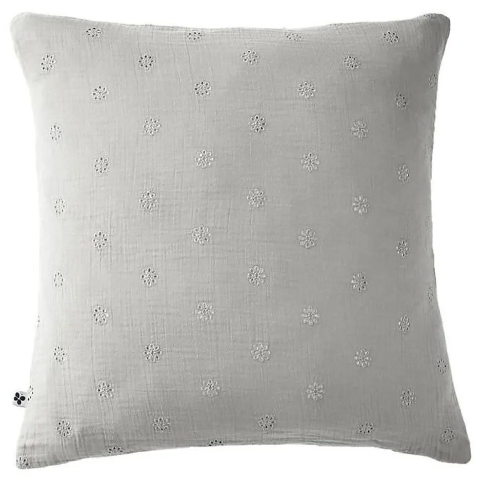 L'Effet Papillon Taie d'oreiller Brodée Déco "Gaïa Boho" 60 x 60 cm & 50 x 70 cm "Gaze de Coton" - Gaïa Boho Nuage - 60 x 60 cm