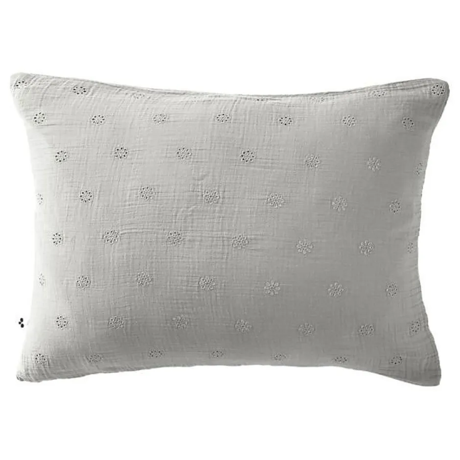 L'Effet Papillon Taie d'oreiller Brodée Déco "Gaïa Boho" 60 x 60 cm & 50 x 70 cm "Gaze de Coton" - Gaïa Boho Nuage - 50 x 70 cm