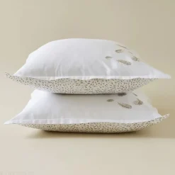 Linnea Taie d'oreiller brodée 50x80 cm en satin de coton NINA blanc Clearance